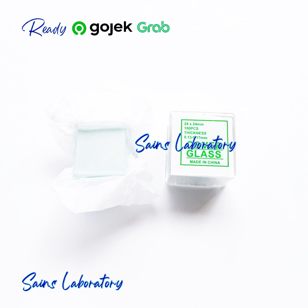 Kaca Penutup Mikroskop Cover Glass for Microscope 24 x 24 mm 100 Pcs