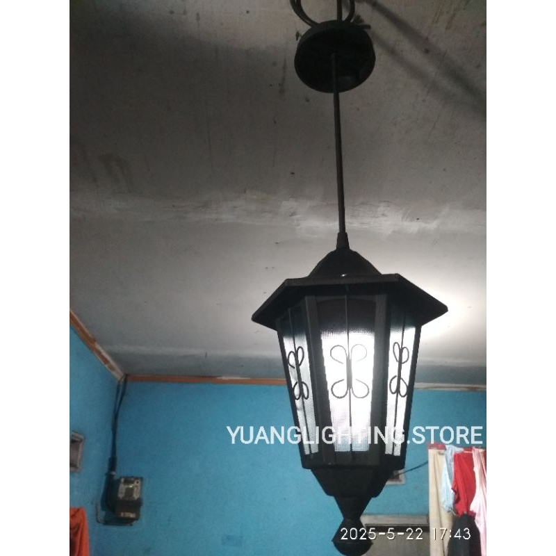 LAMPU GANTUNG SEGI 6 SUDUT KUPU KUPU HIAS RUANG TAMU KAMAR