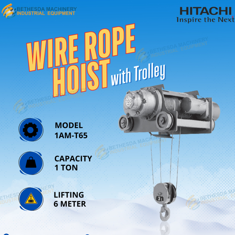 Electric Wire Rope Hoist 1 Ton x 12 Meter Hitachi A Series
