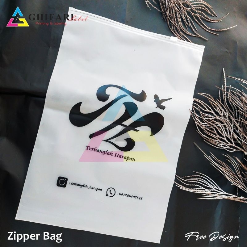 minimal 50 pcs zipper bag custom desain / zipper sablon / zipper bag hijab / plastik zipper pouch / 