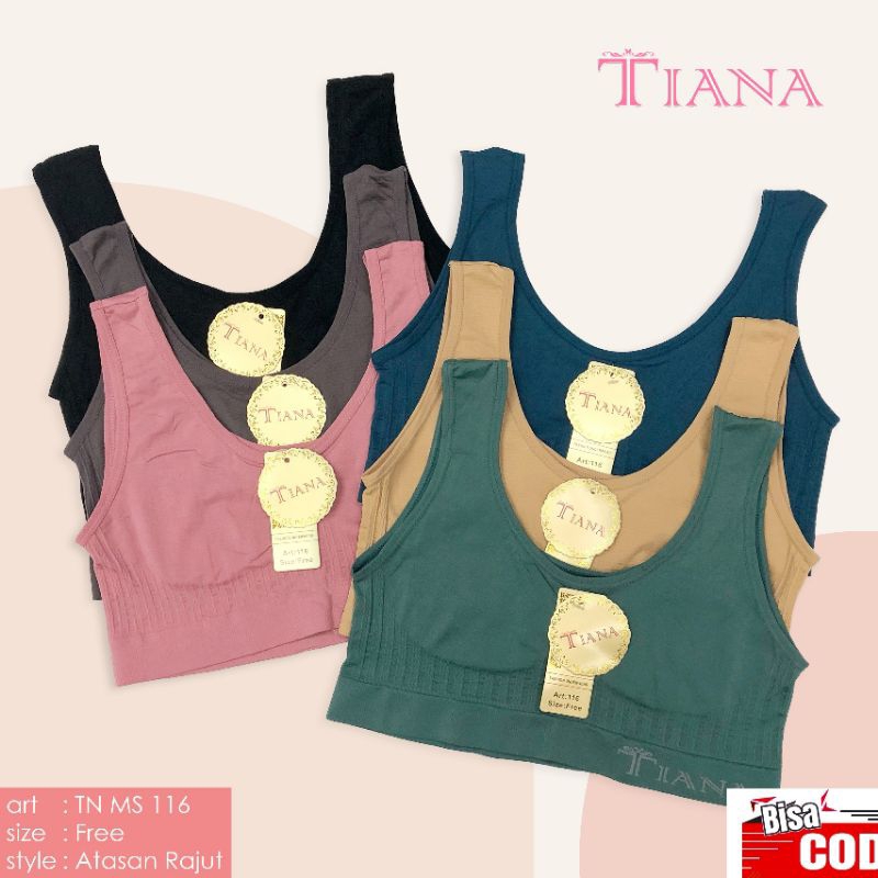 Tiana Miniset Wanita 3pcs  Rajut Tanpa Busa Dan Kawat Lentur Impor