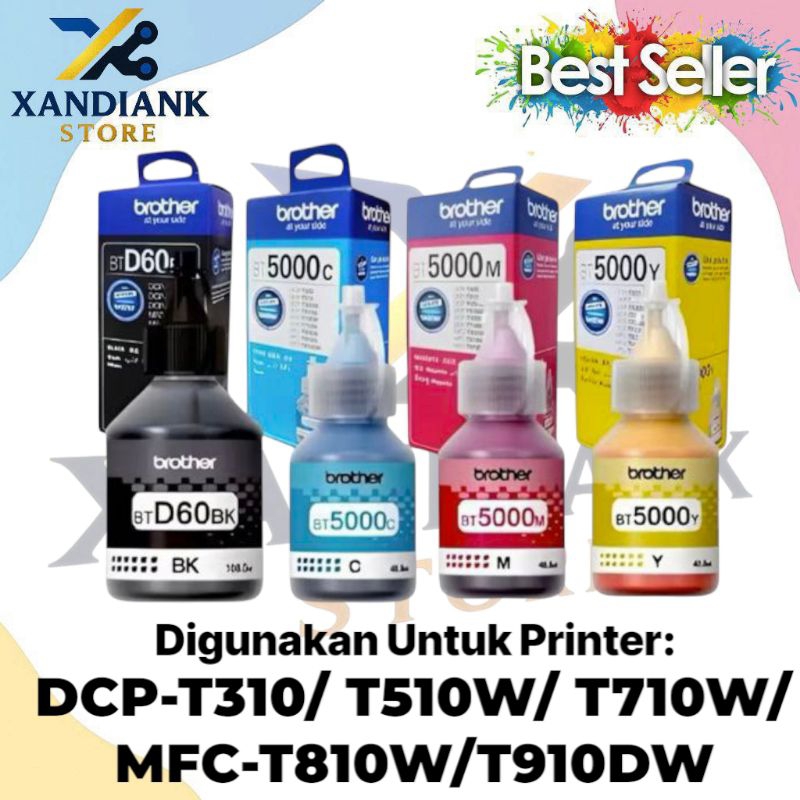 1SET TINTA PRINTER BROTHER BT 60BK DAN BT 5000 COLOR ORIGINAL UNTUK TIPE PRINTER BROTHER DCP T310 //