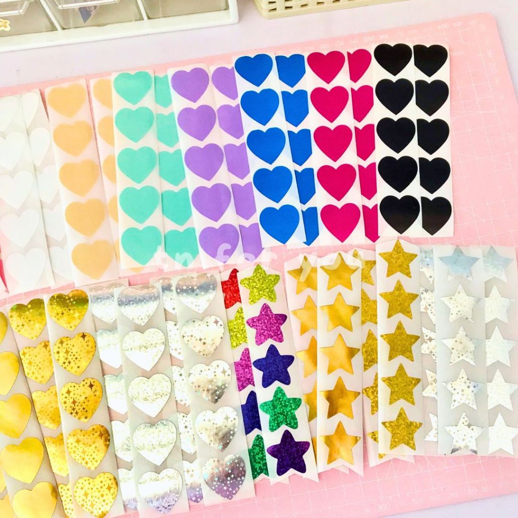 

STICKER SEAL HEART / LOVE / HATI RED PINK WHITE BEIGE MINT PURPLE BLUE FUCHSIA BLACK HOLOGRAM GOLD SILVER RAINBOW | MERAH MUDA PUTIH CREAM HIJAU UNGU BIRU HITAM HOLOGRAM EMAS SATUAN