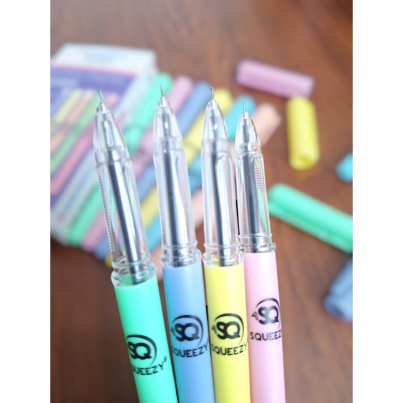 

12 Pcs Pulpen Gel SQUEEZY-804 Warna Pastel/pena Gel/Pulpen Hitam Sekolah