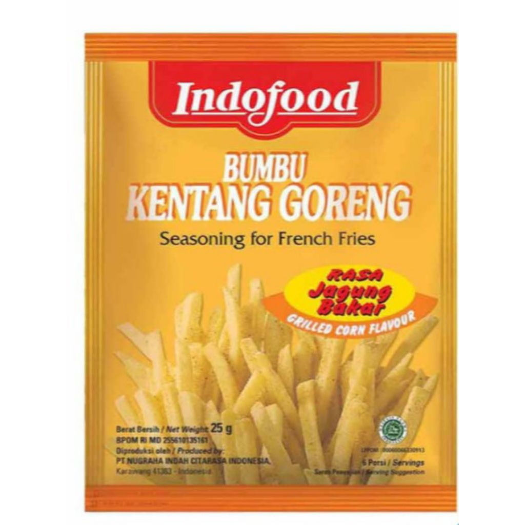 

BUMBU KENTANG GORENG - Indofood Bumbu Instan Kentang Goreng Barbekiu/ Jagung Bakar dan Keju