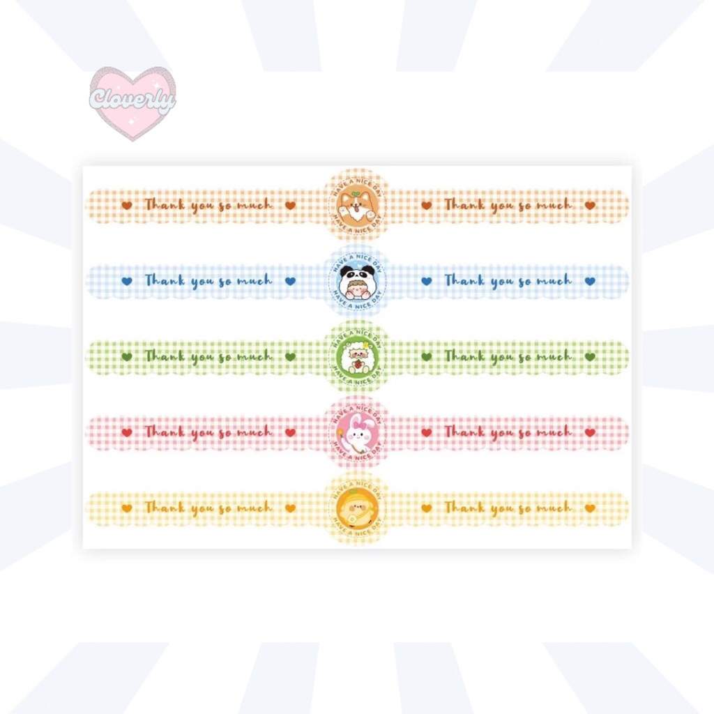 

[CLOVERLY] STICKER PANJANG THANKYOU / STIXKER DESEERT KUE / STICKER MURAH