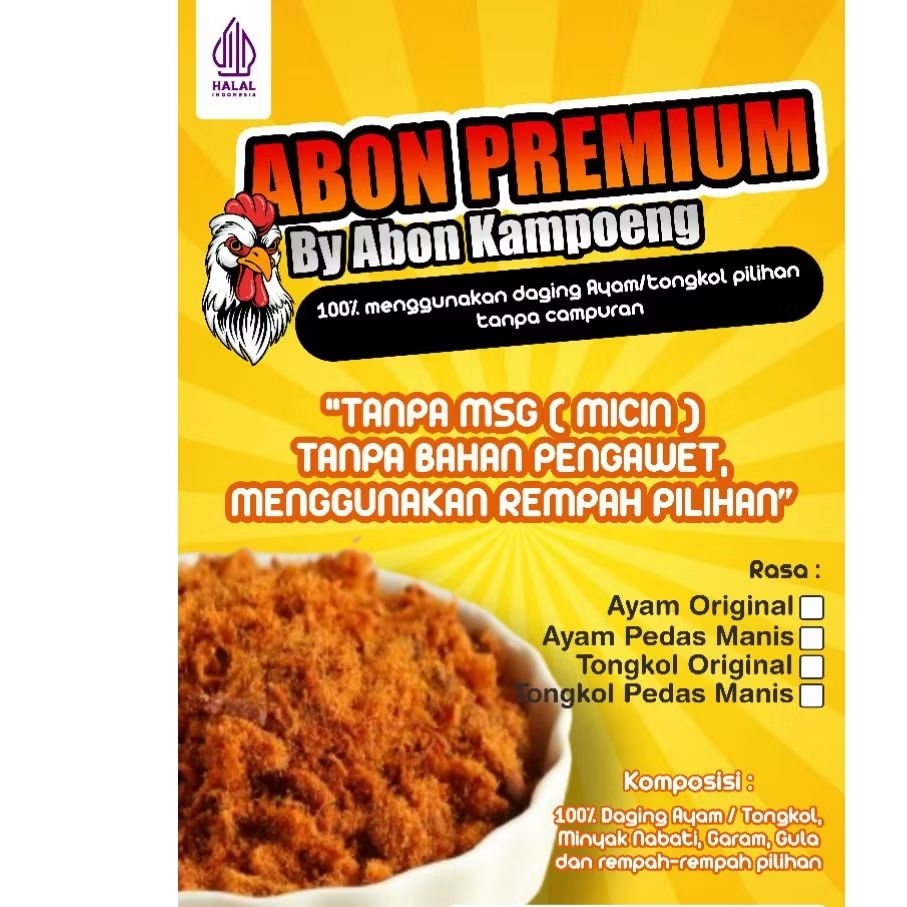 

Abon ayam / Tongkol Premium Grade A