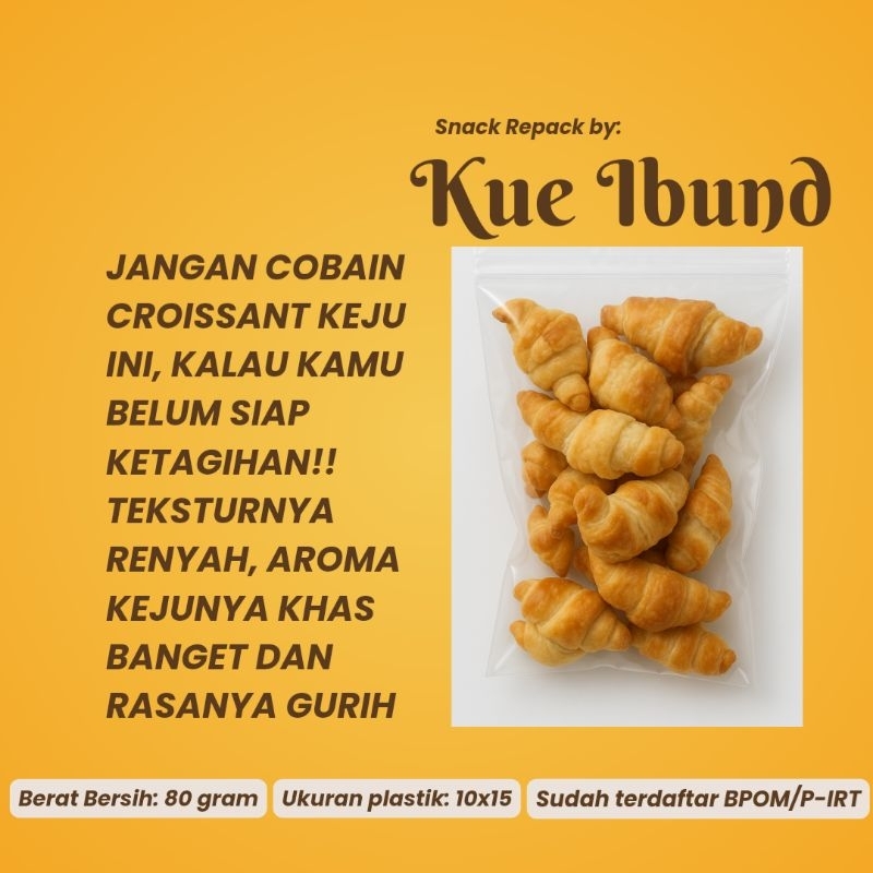 

Croissant Mini 80 gram/ Kroisan mini kue kering/Kepiting Keju