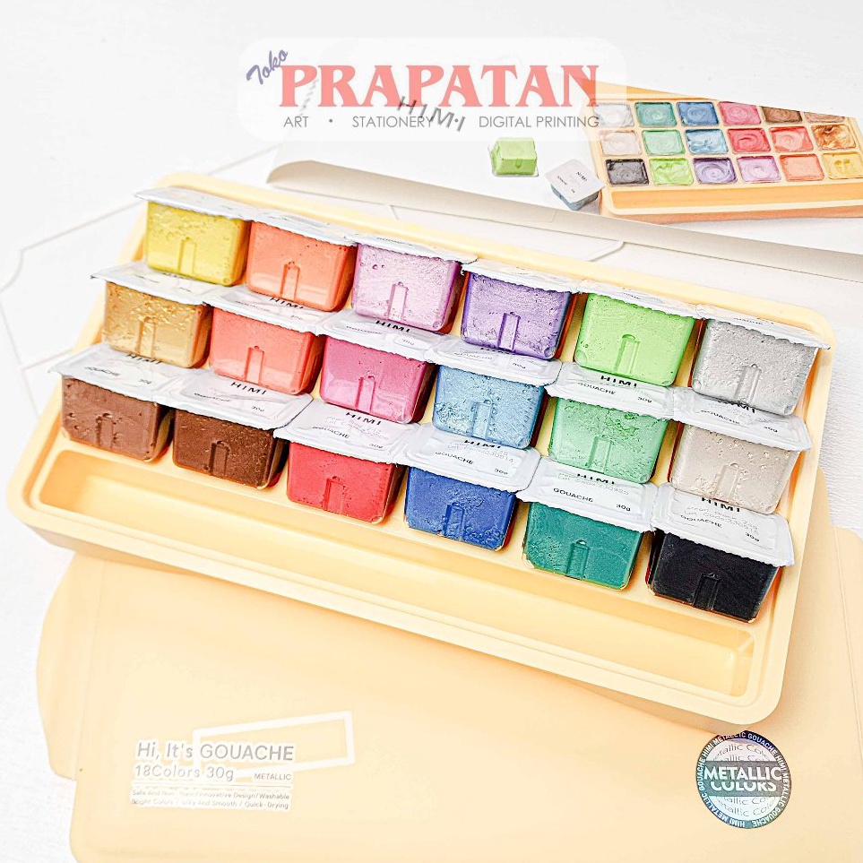 

KODE K96D Miya Himi Gouache 18x3ml METALLIC Colors Cat Gouache