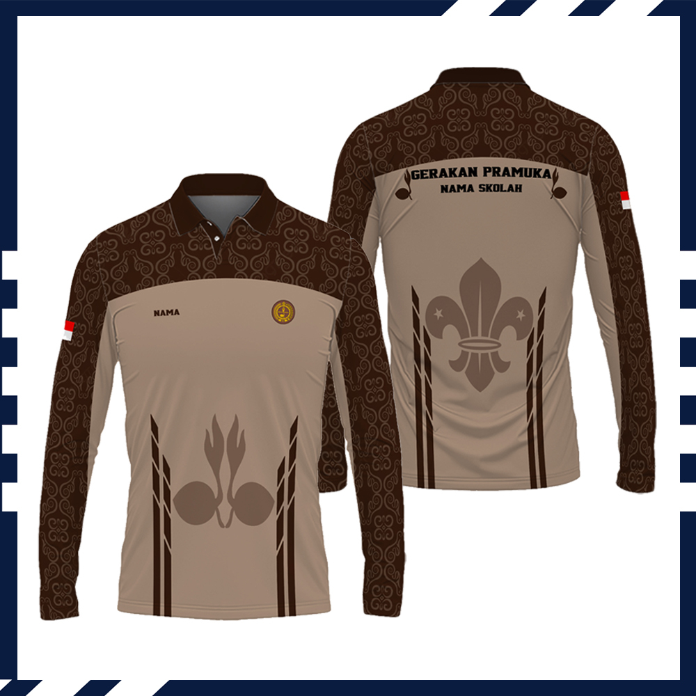 Kaos Baju Guru Pramuka | Kaos Baju Lengan Panjang Pramuka Pembina Fullprint | Baju Pramuka Pria