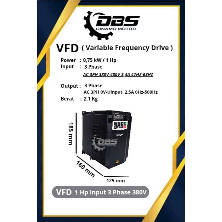 Inverter VFD 1 Hp Input 3 Phase 380 Volt Merek USFULL