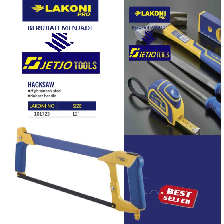 Jetjo Tools 101723 Hacksaw Gergaji Besi ukuran 12" Rubber Handle