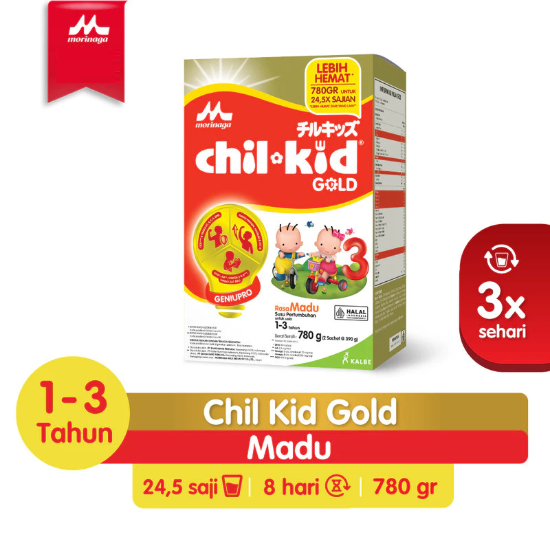 

Morinaga Chil Kid Gold Madu 780g Susu Formula Pertumbuhan Anak Usia 1-3 Tahun