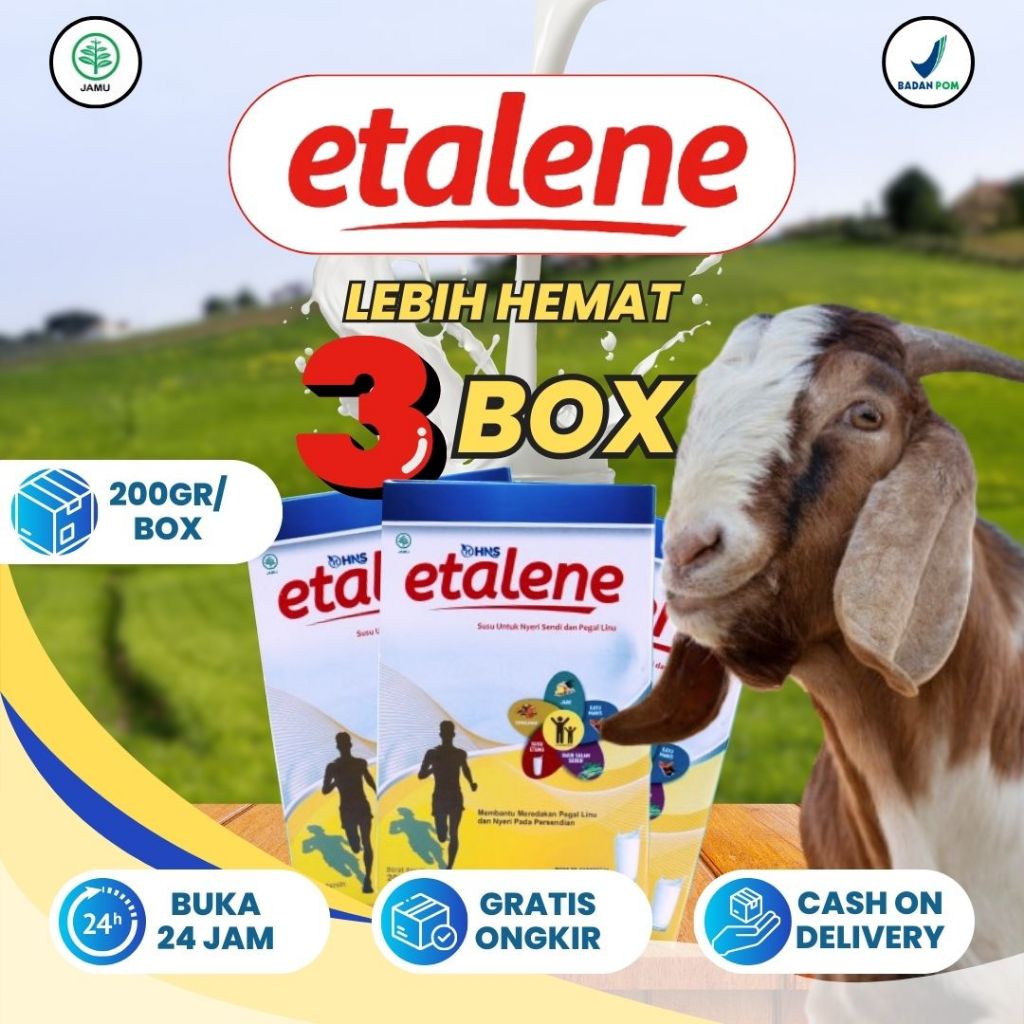 

[DISKON GUNCANG 7.7] (3 BOX) ETALENE Susu Kambing Etawa Herbal Alami Meredakan Mengatasi Nyeri Sendi & Pegal Linu