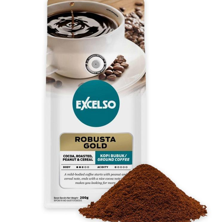 

Kopi Bubuk Brown Excelso Kopi Robusta Gold Bubuk 200 Gram Robusta Gold Bubuk Coffiee Cafe Excelso