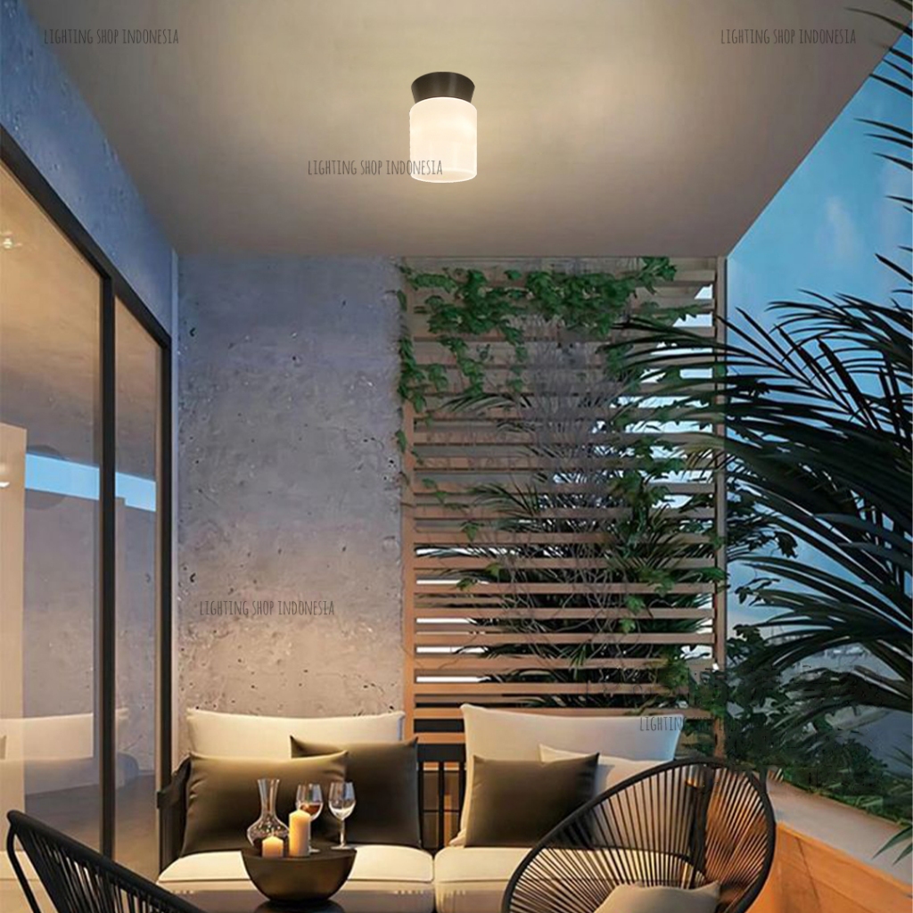 Lampu Plafon Teras Balkon Minimalis Fitting E27 Acrylic Susu Ceiling Lamp