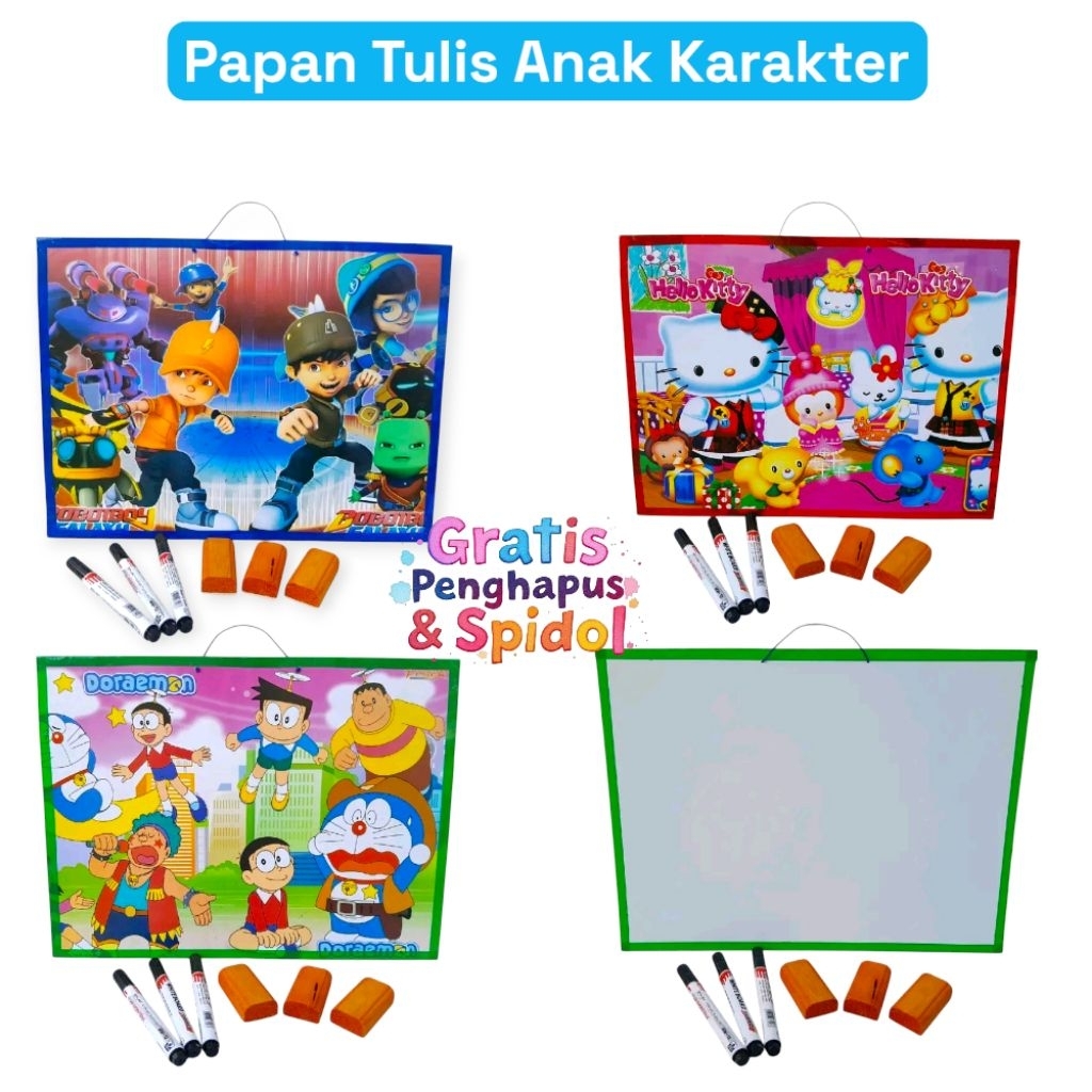 

Papan Tulis Anak Karakter Gratis Pengharus dan Spidol