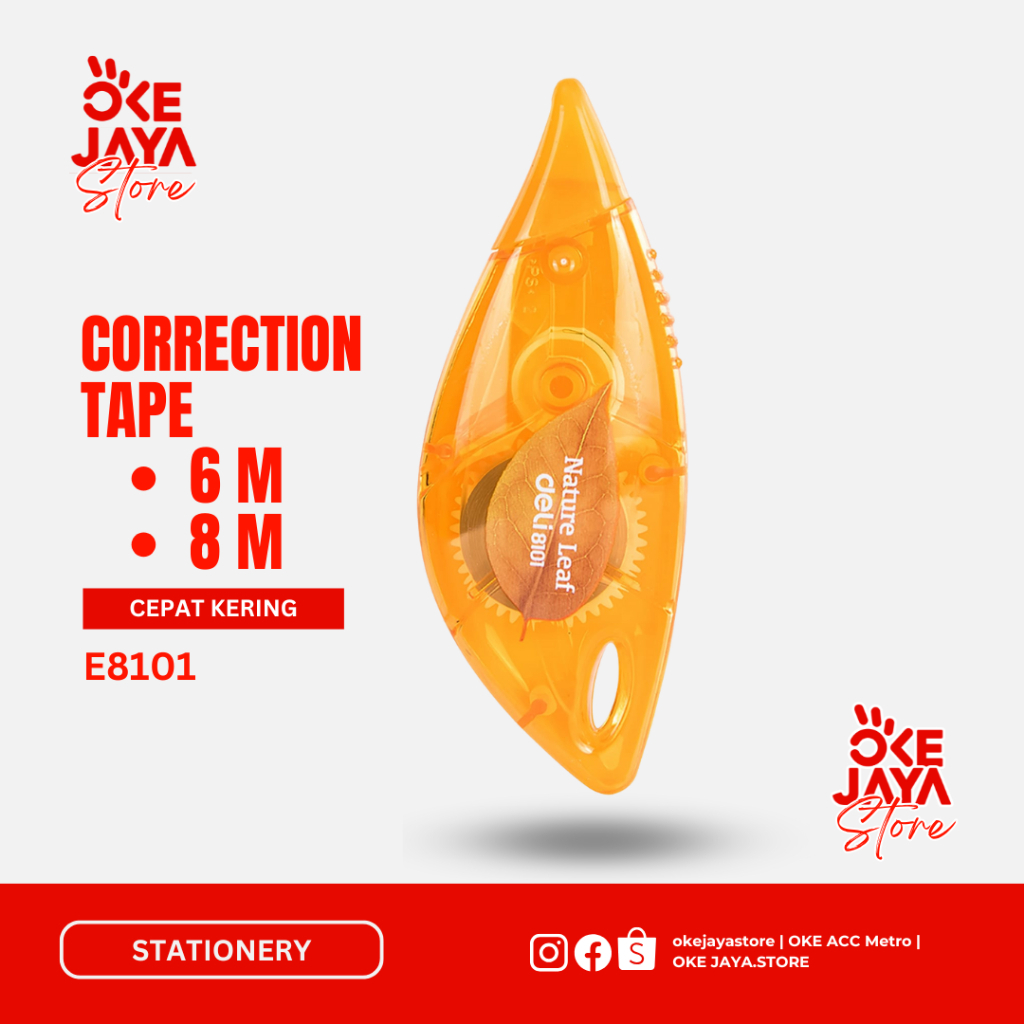 

DELI CORRECTION TAPE NATURE LEAF 8MX5MM E8110