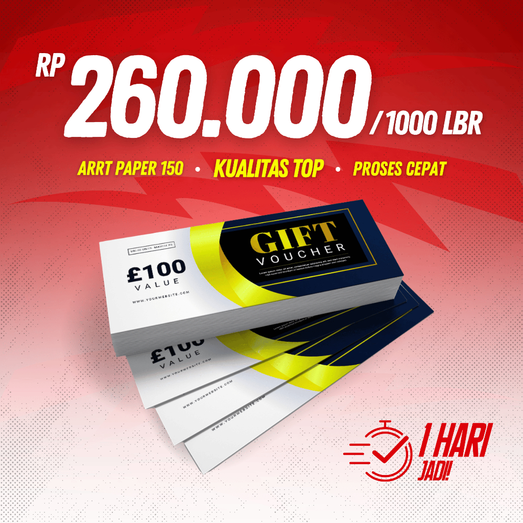 Cetak Voucher 1000 pcs, Cetak Tiket Kupon 1000 pcs, Custom Voucher 1000 pcs Art Paper 150 gsm