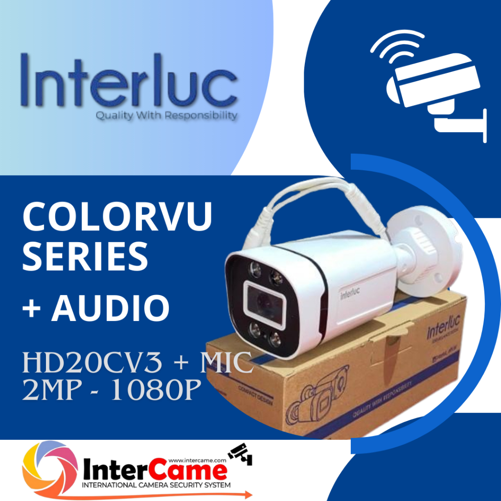 Interluc EG312 HD20CV3+MIC ANALOG 2MP COLORVU+AUDIO/OTDOOR Kamera CCTV Plastik Putih Chipset Wifi PC