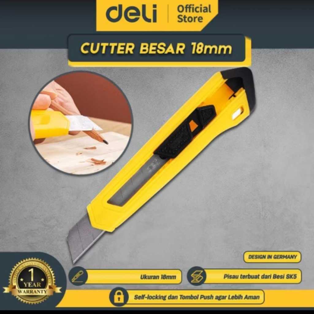 

Deli pisau cutter 18mm SK5 kunci manual perkakas EDL018B