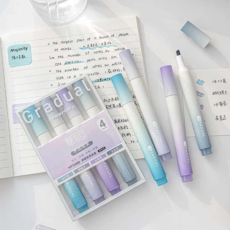 

Yoibeauty - 4pcs Highlighter Stabilo Warna Warni Pastel Spidol Highlighter Pen Aesthetic Lucu Journal Marker Pen Alat Tulis Highliter Spidol Jurnal Stationary