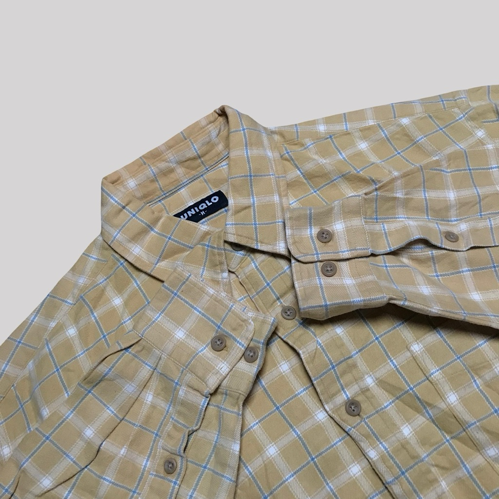 Kemeja Flannel Uniqlo Kuning - M (6)
