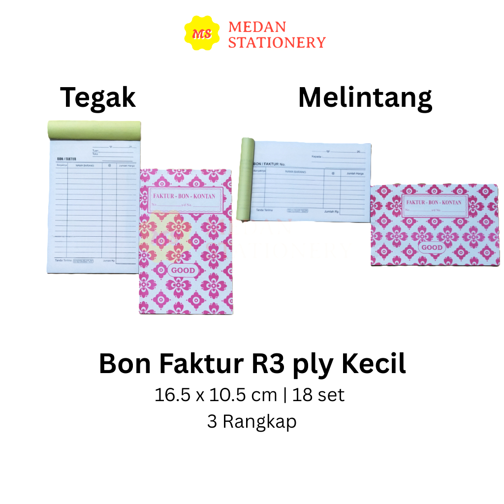

BON FAKTUR KECIL 3 PLY TEGAK MELINTANG NOTA NCR