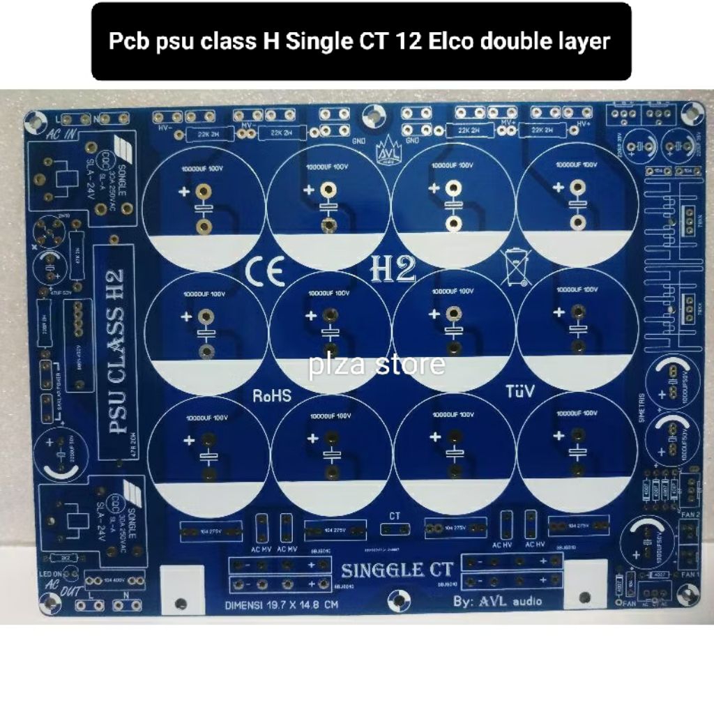 Pcb psu class H H2 12 elco Singel CT double layer double relay pcb kelas H 12elko