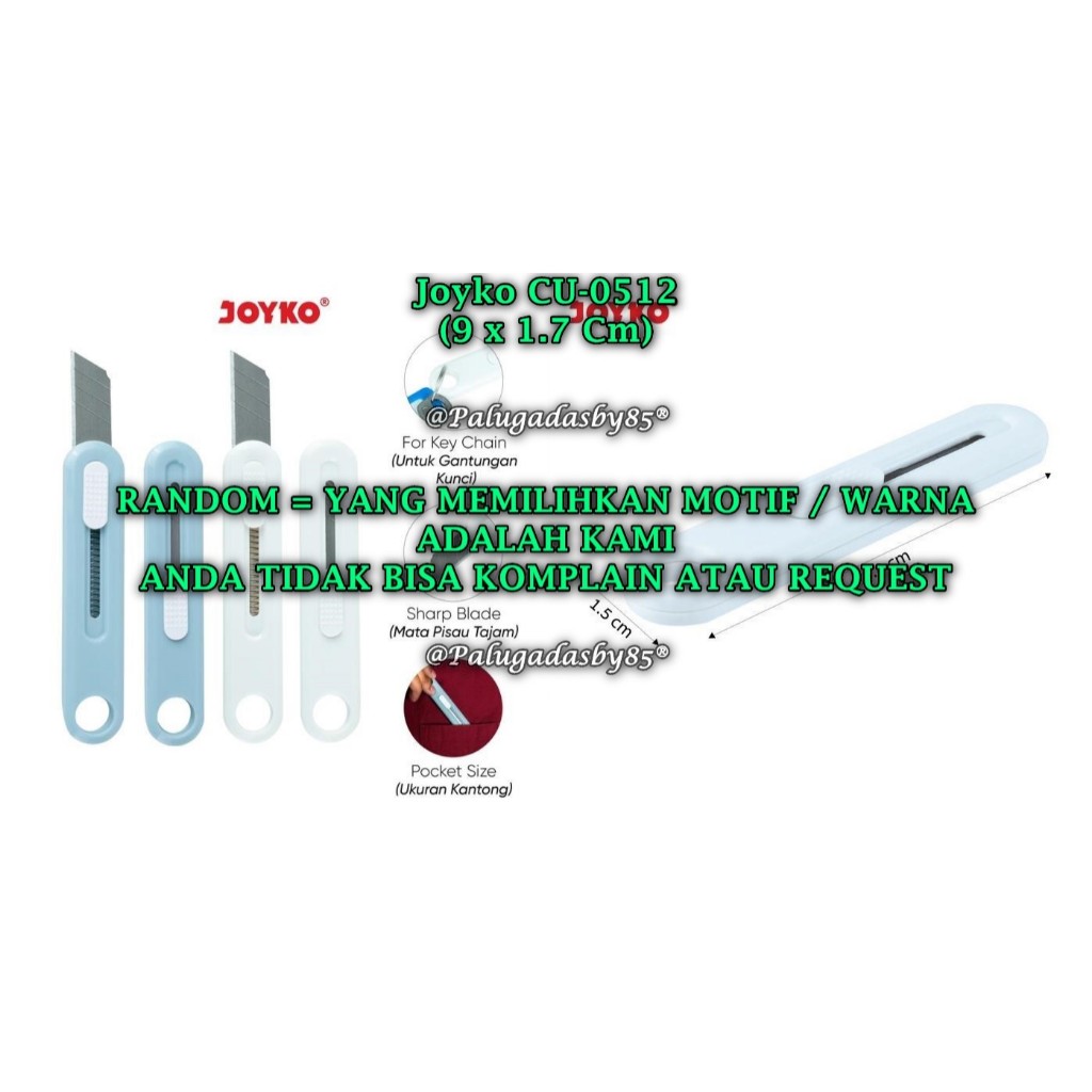 

(1 Biji) GROSIR Cutter JOYKO CU-0512 RANDOM / Mini Cutter Pemotong Joyko CU-0512 (1 Biji)