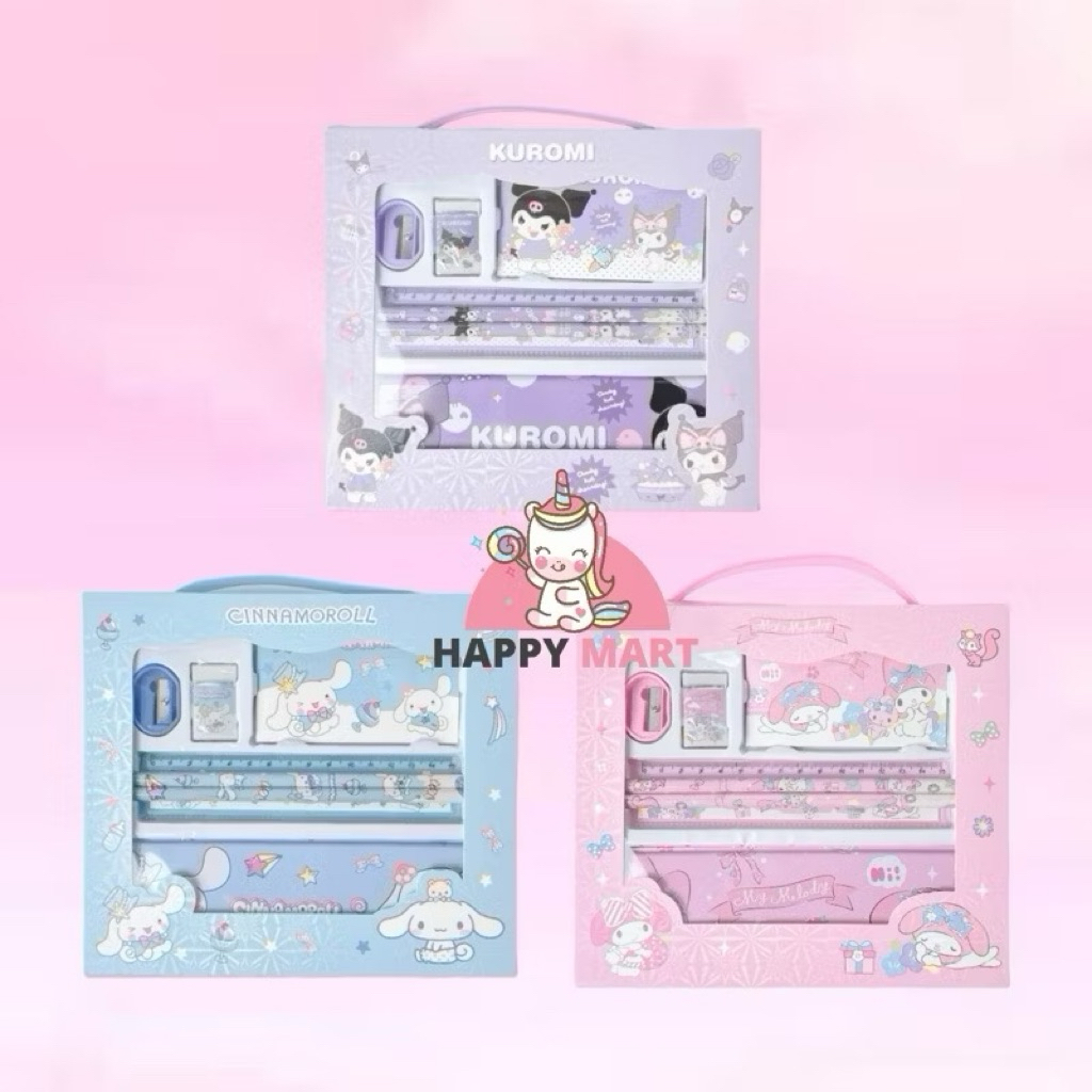 

Kotak pensil set notes motif sanrio kuromi / melody / cinnamoroll