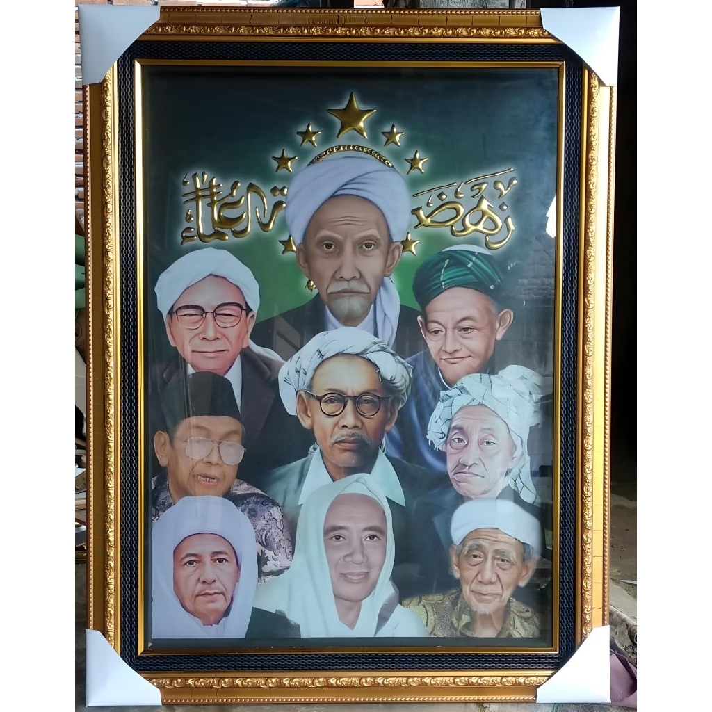 bingkai kaca foto ulama FRE PACING/SAFETY bahan kain 62x82cm pajangan dinding