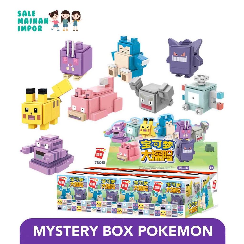 SMI Blindbox Mainan Bricks Balok 3D DIY Qman Pokemon Quest Pokeball Pikachu Mainan Edukasi