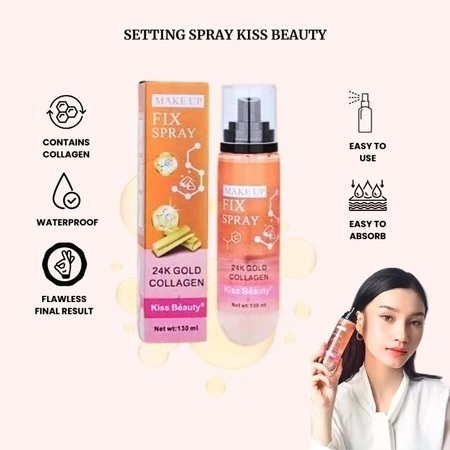 KISS BEAUTY Setting Spray Peach Make Up Fix Spray 24K GOLD