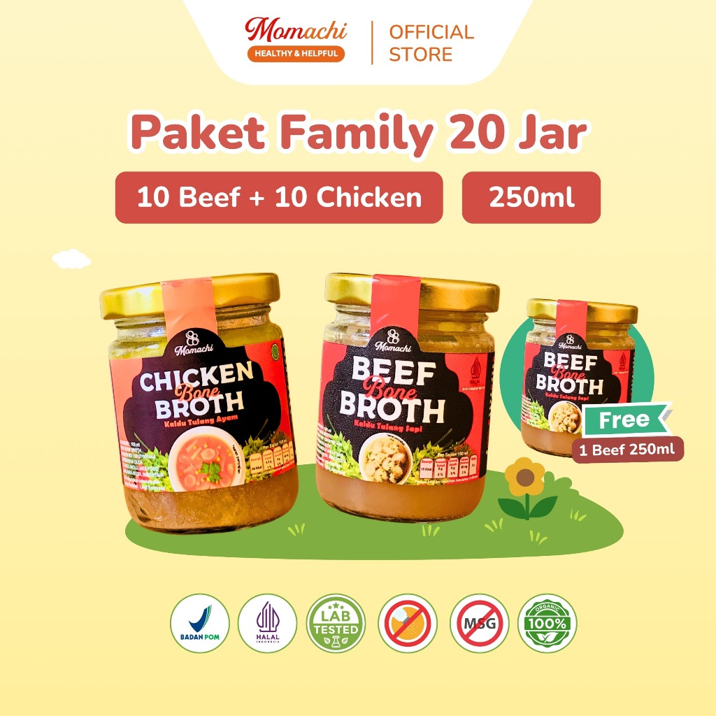 

Momachi - Paket Family Kaldu / MPASI / Chicken & Beef Bone Broth 250ml - Isi 20