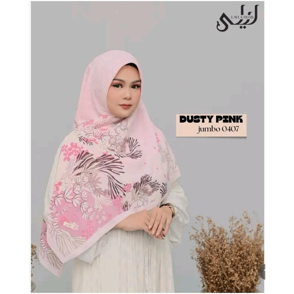 Layla scarves hijab box SEGIEMPAT JUMBO MOTIF PREMIUM krudung muslim Syari Wanita Voal