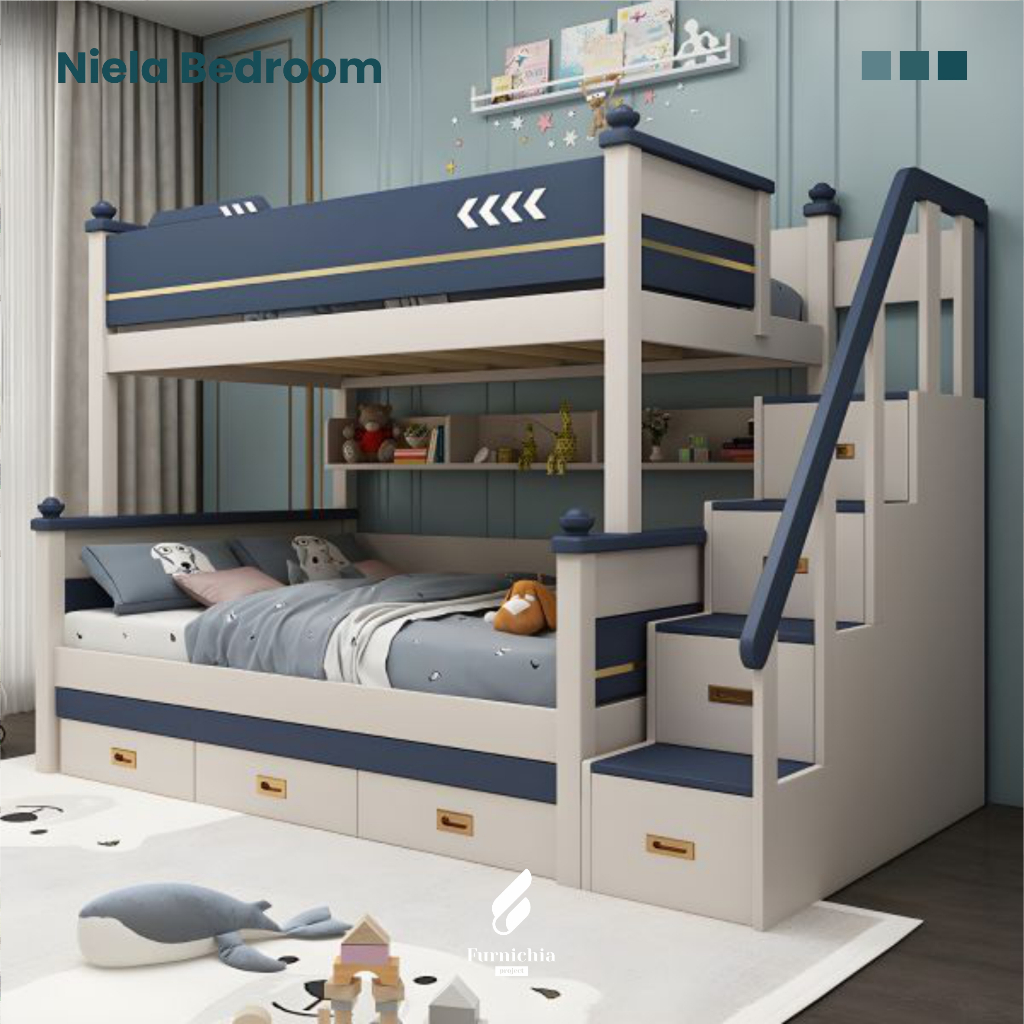 Kamar tidur anak tingkat 2, Tempat tidur tingkat 2 kasur, Ranjang anak tingkat 2 bed, Set kamar tidu