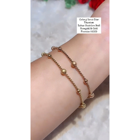 Gelang Titanium Serut Bola Kecil kualitas premium anti karat anti hitam tidak mudah luntur korean st