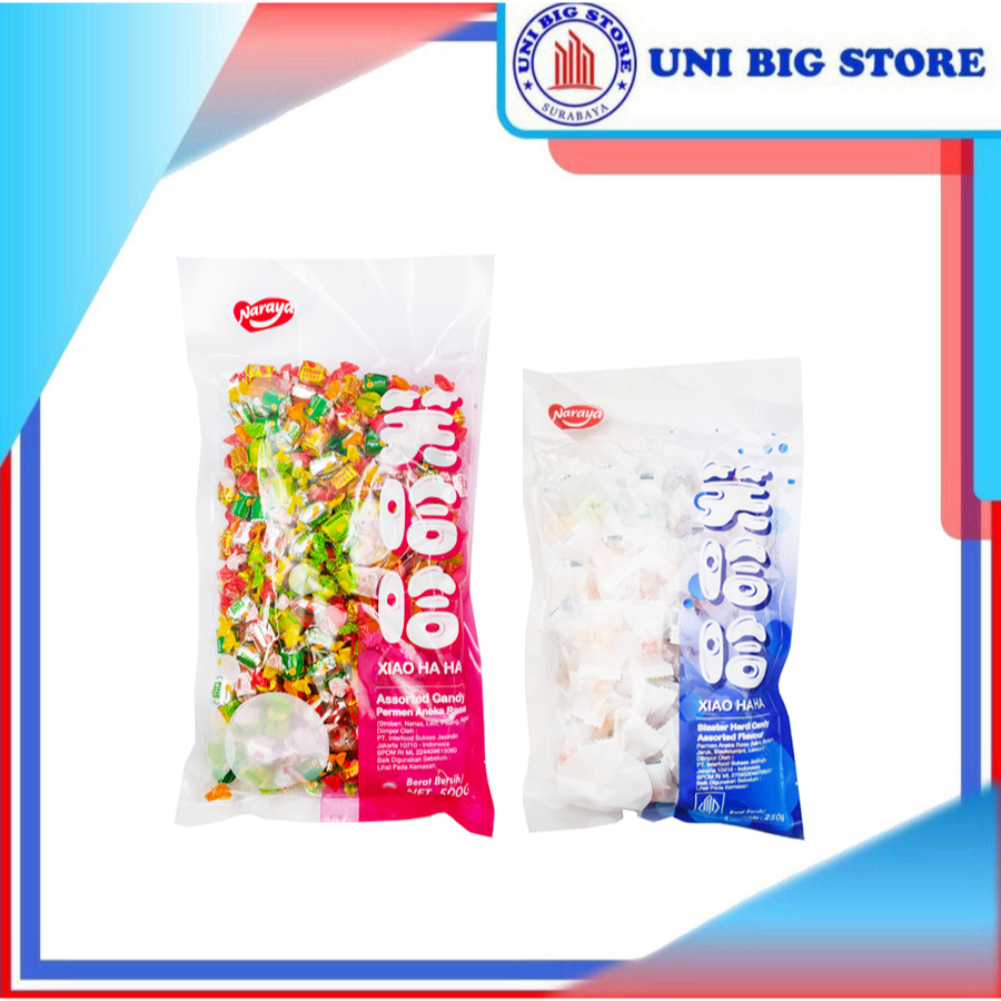 

Naraya Permen Xiao Ha Ha Assorted Candy Permen Aneka Rasa 500 gr & Blaster Candy 250 gr Xiaohaha Haha
