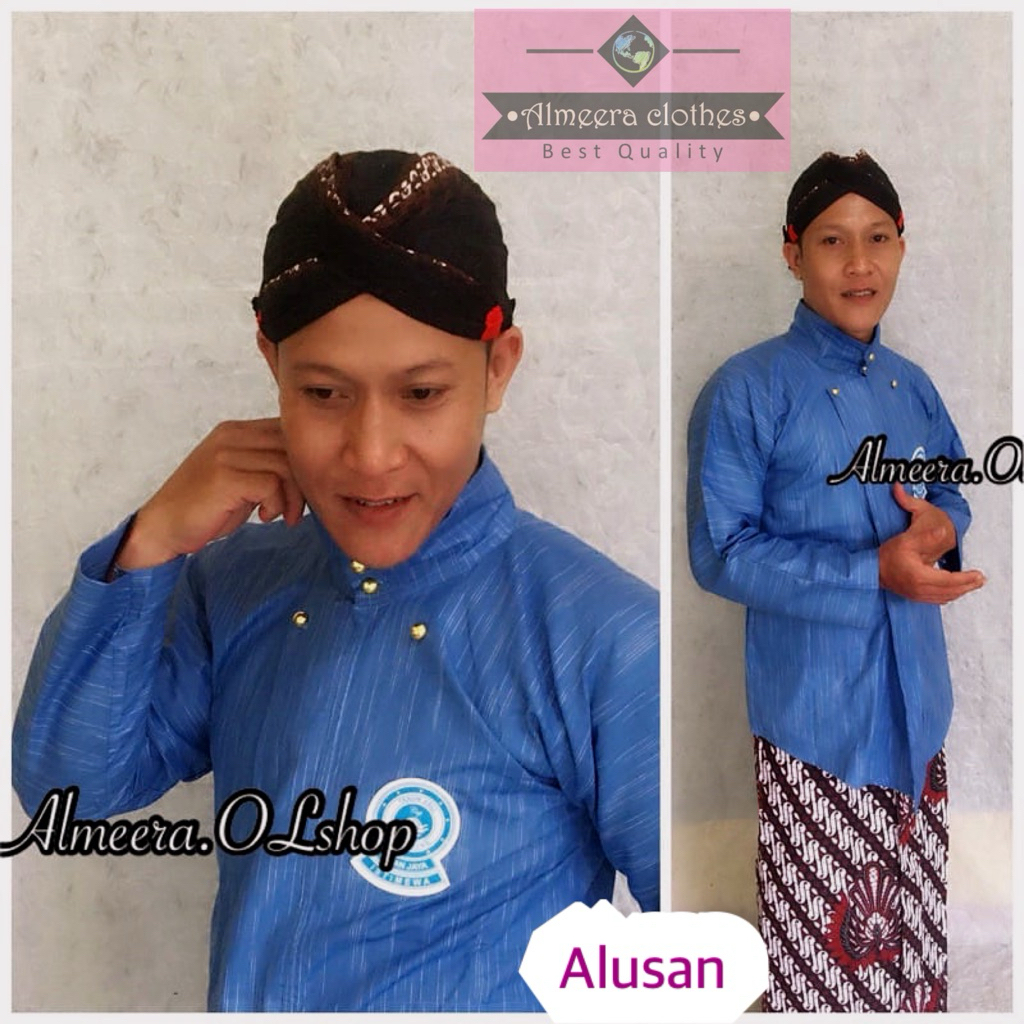 surjan alusan motif hujan gerimis biru raja keong istimewa lurik