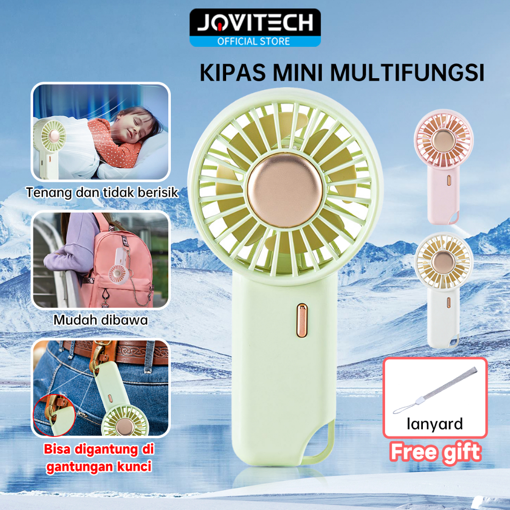 Jovitech Kipas Mini F02 Multifungsi Kipas USB Genggam 3 Speed Angin Kencang Tahan Lama Kipas Imut Lu