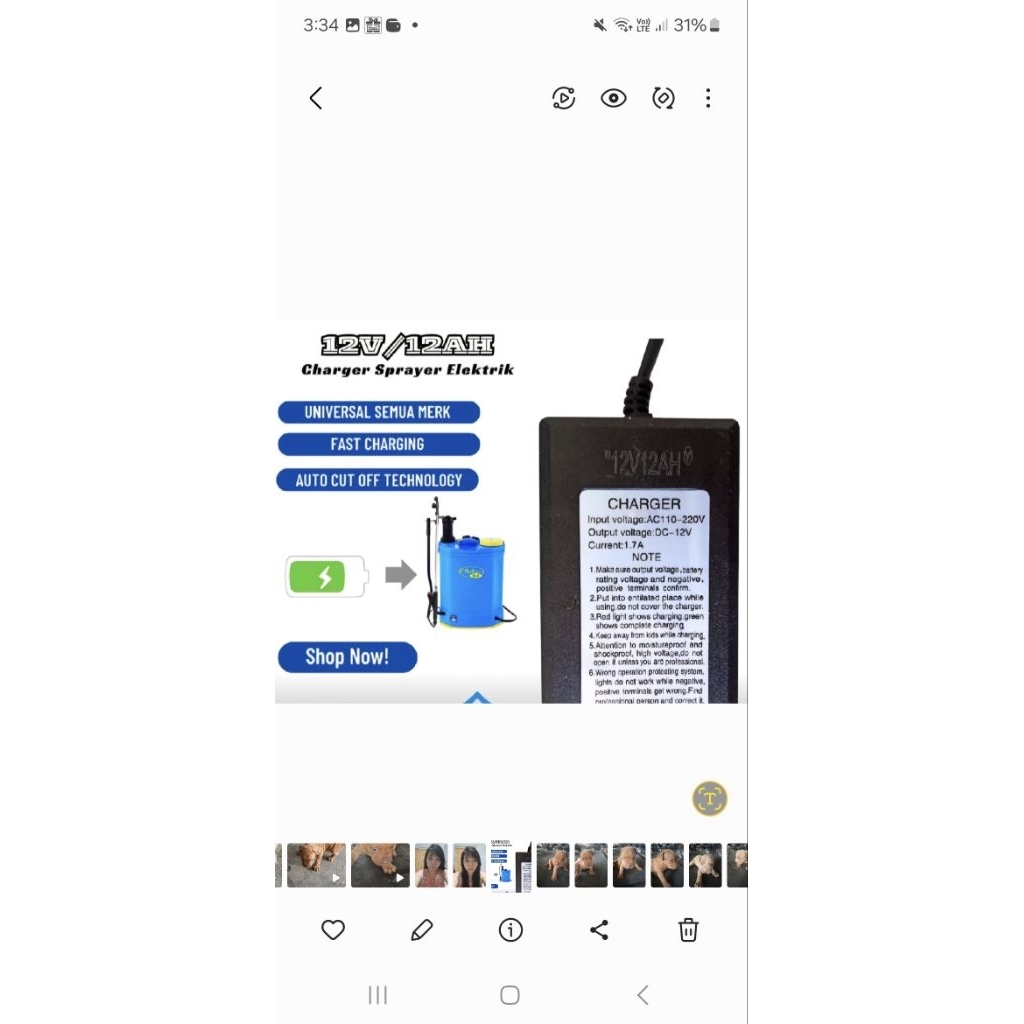 charger sprayer elektrik 12V