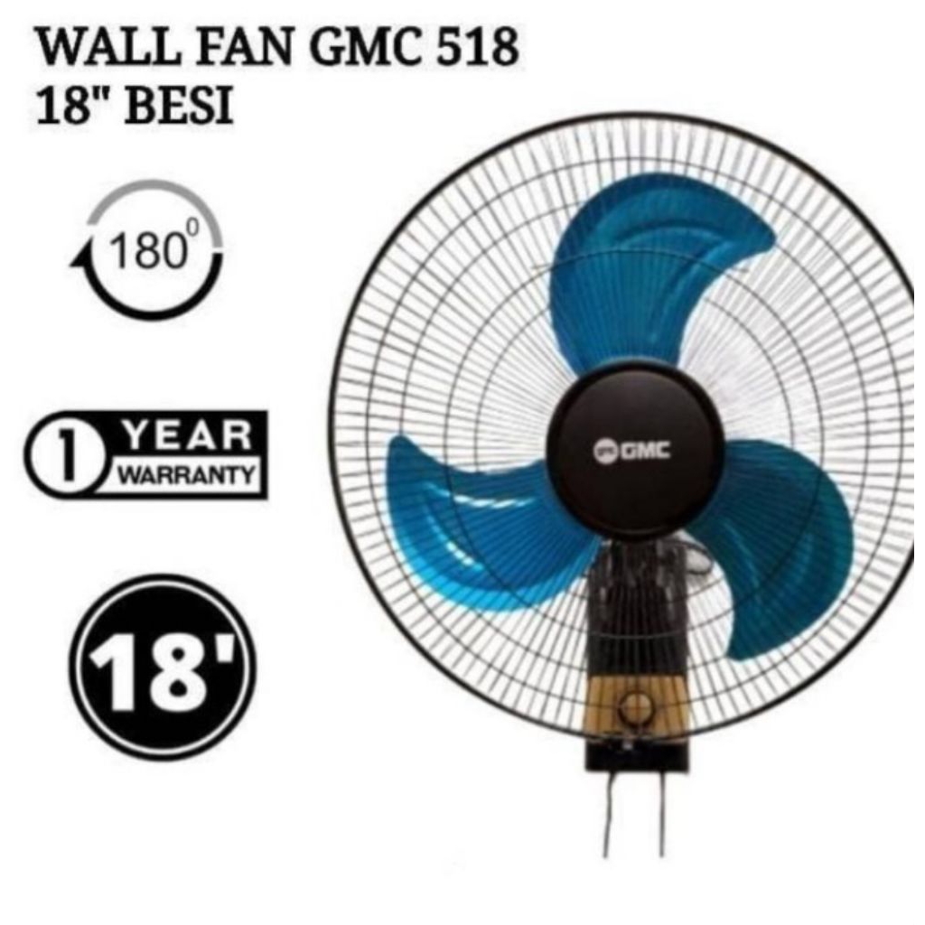 Kipas Angin Dinding GMC 518/ Wall Fan GMC Baling-Baling Besi