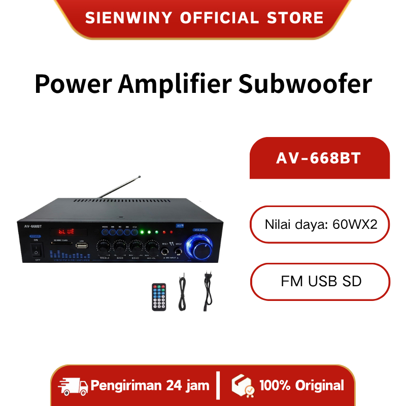 【SIENWINY】Power Amplifier Subwoofer Bluetooth AV-668BT Amplifier Karaoke Amplifier Board Audio FM US