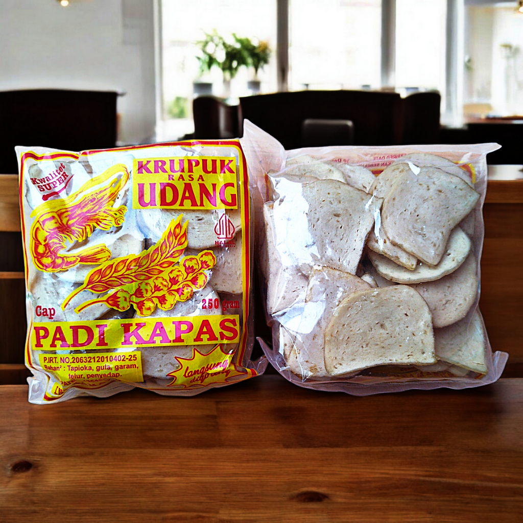 

Kerupuk Udang PADI KAPAS 1kg Sedang/Besar Khas Indramayu FREE Bubble Wrap+Kardus+Plastik Polymer