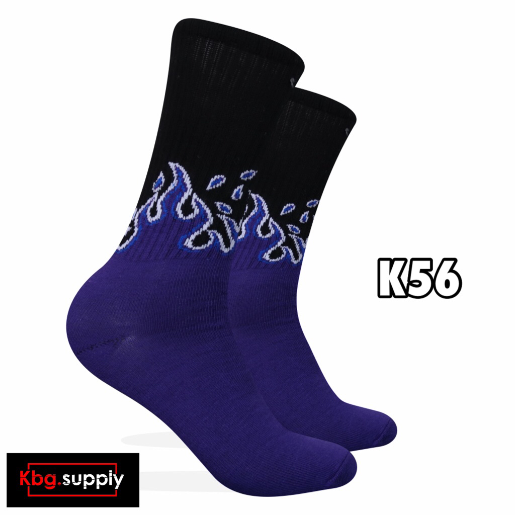 Kaos Kaki Oldschool - Kaos Kaki Skate Api Ungu Indigo Black - Kbg.Supply - K56