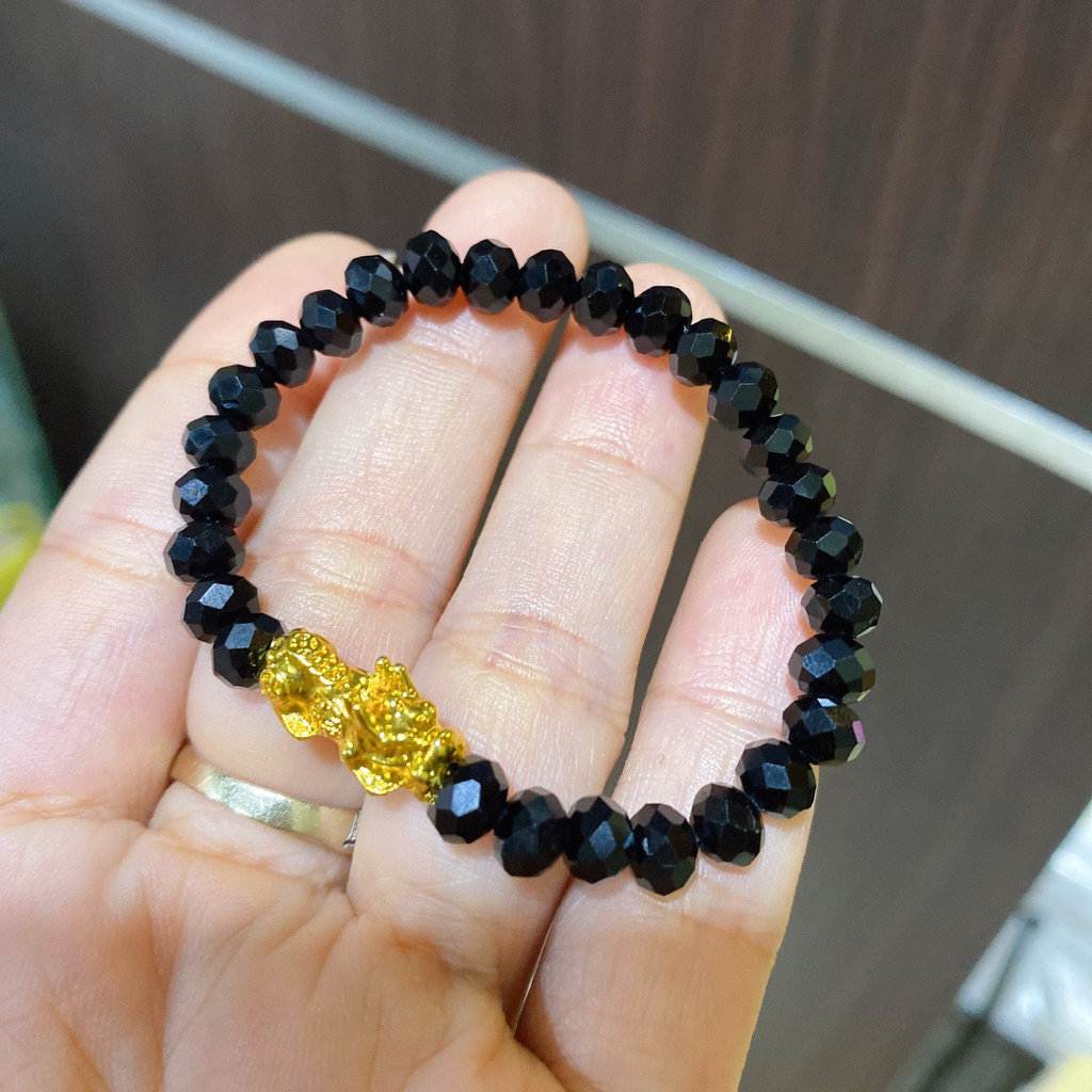 gelang kristal hitam pixiu mini cantik
