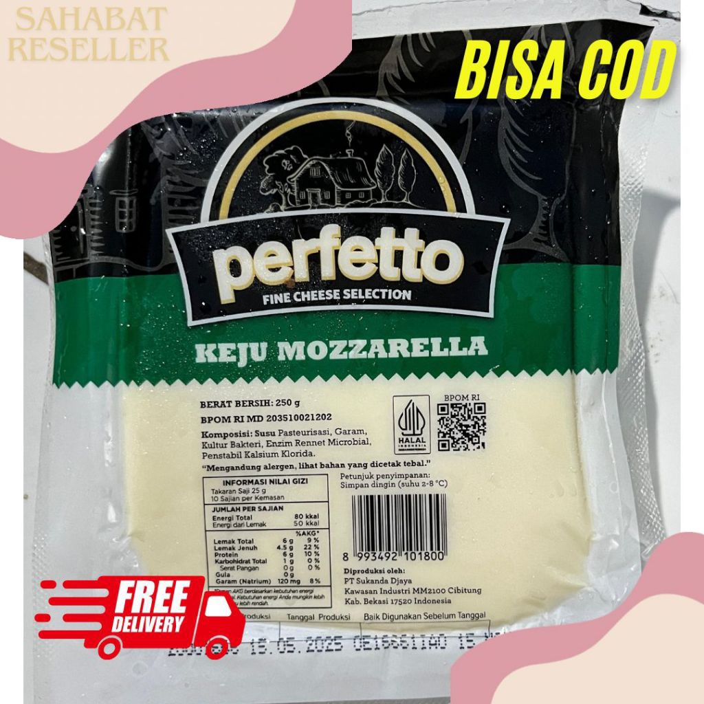 

Keju Mozzarella Perfetto 250 Gr Kemasan Asli