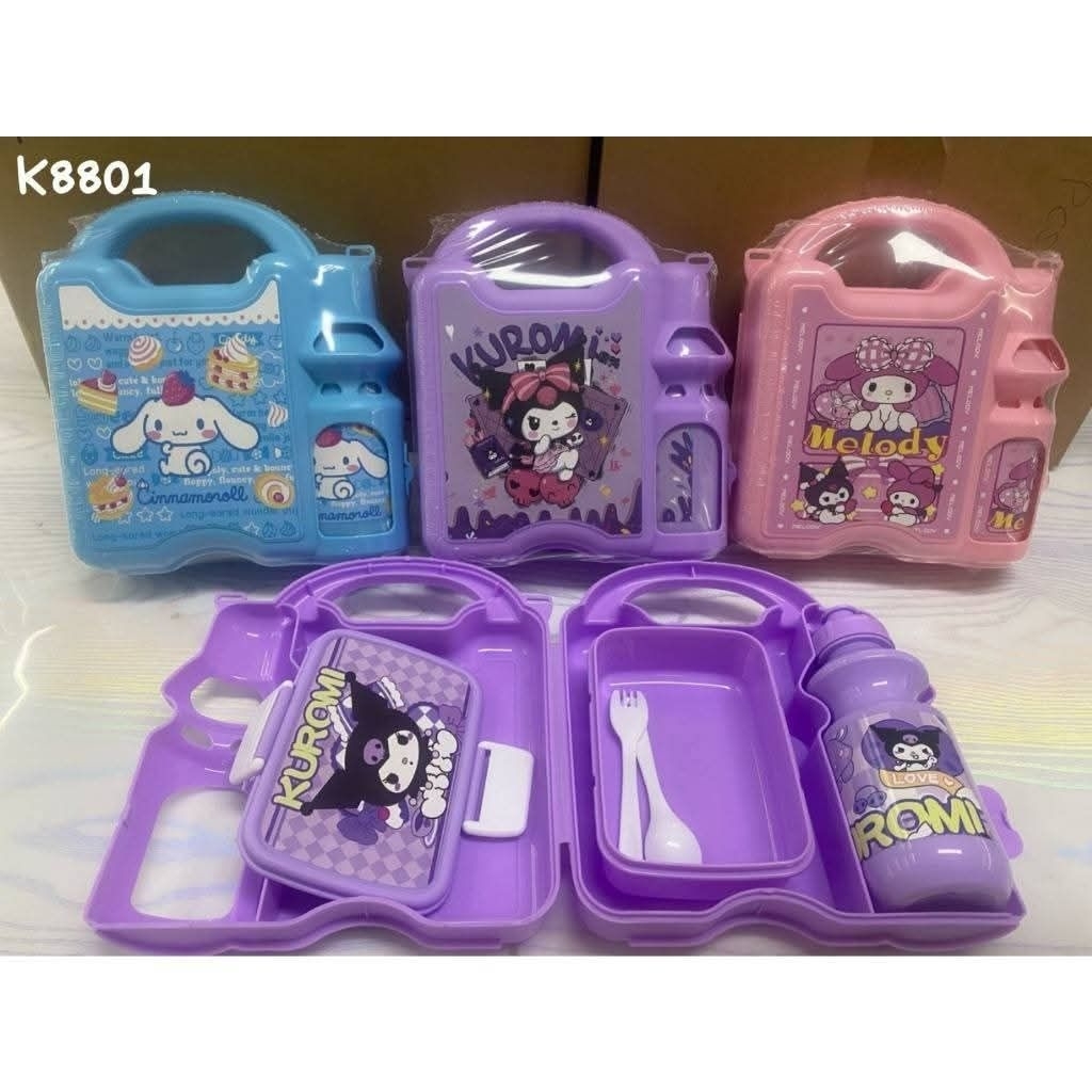 TOKOKITA Lunch Box Koper Set Sanrio Labubu Tempat Makan Anak Karakter Free Botol Minum + Tentengan L