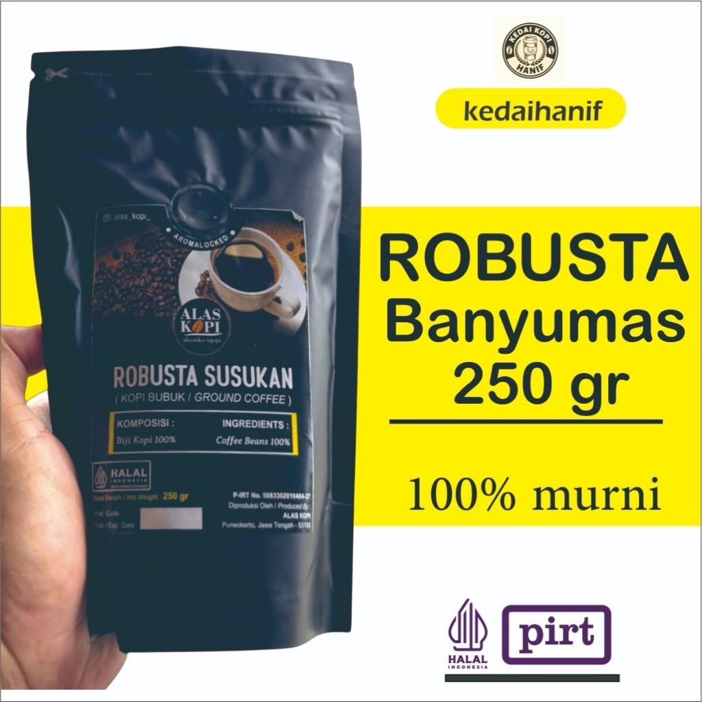 

Bubuk kopi Robusta Banyumas Premium 250 gr 100% murni ( Tanpa Campuran )